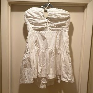 ANTHROPOLOGIE white strapless dress XL tie neck